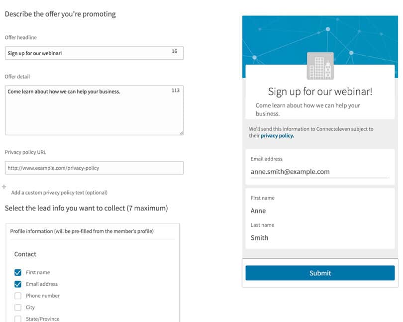 LinkedIn Lead Gen Forms