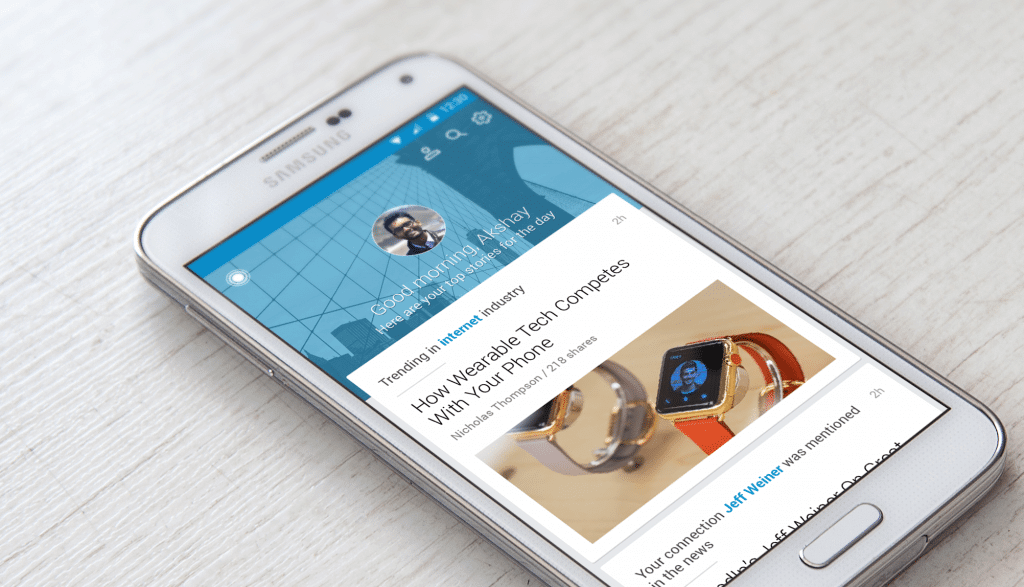 Smartphone showing trending on LinkedIn